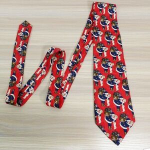 Vintage Christmas Necktie Men Red Santa Claus Italian Silk USA Made FERRELL REED